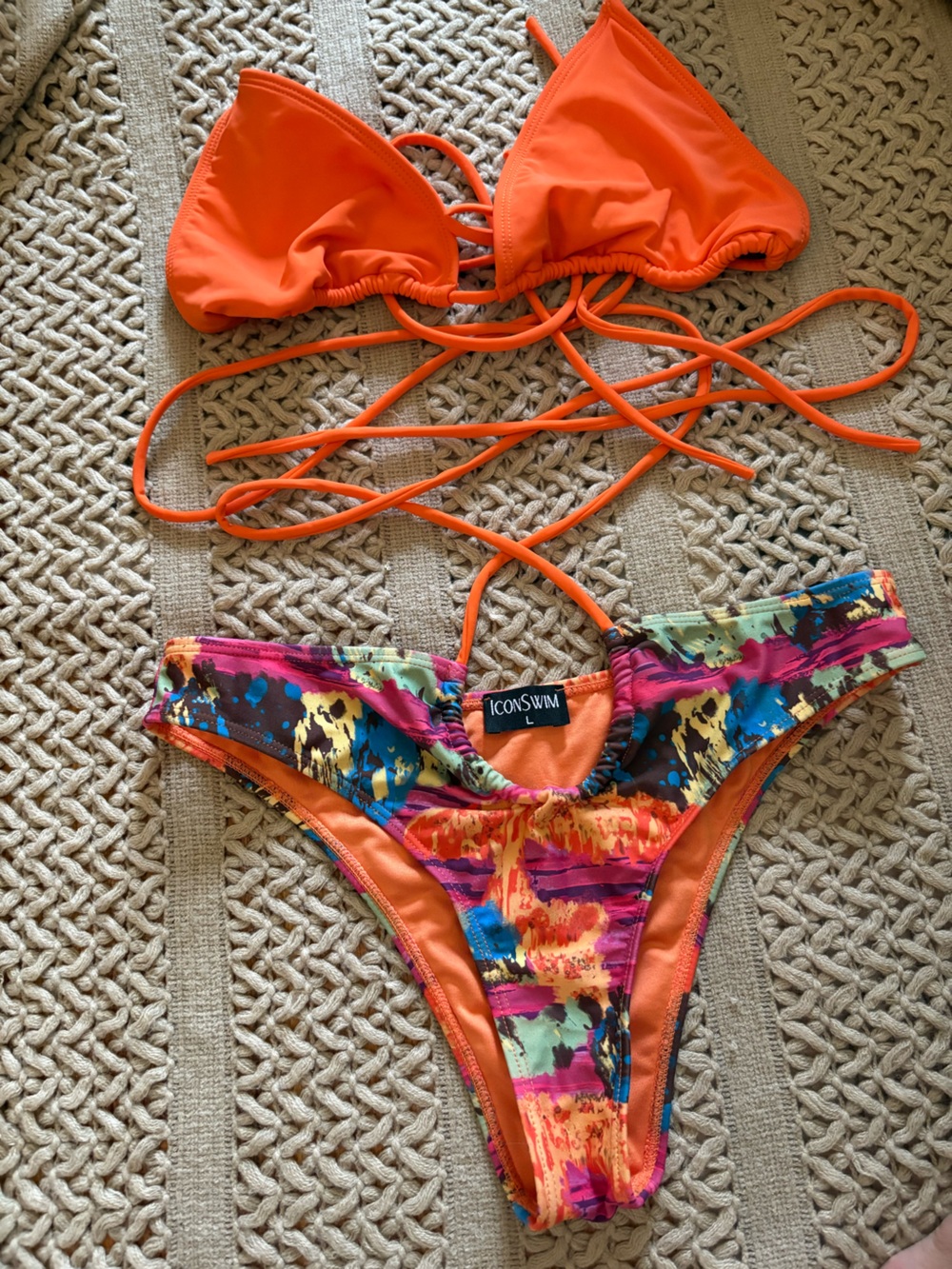 Kids Orange Multi Printed Bikini Bottom